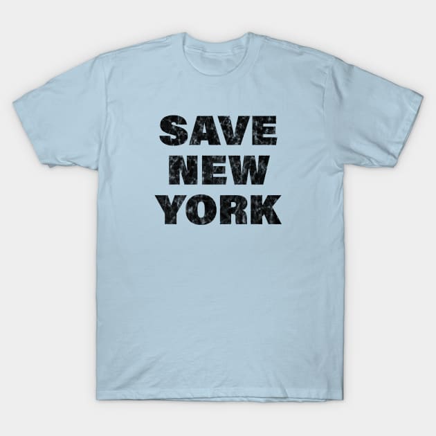 Save New York | Black Distressed Print T-Shirt by stuartjsharples